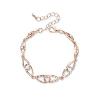 Zinc Alloy Rhinestone Bracelets, with 55mm extender chain, gold color plated, oval chain & for woman & with rhinestone Inner Approx 50mm Approx 5.7 Inch 