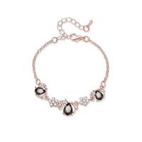 Zinc Alloy Rhinestone Bracelets, with Glass, with 55mm extender chain, gold color plated, oval chain & for woman & with rhinestone Inner Approx 55mm Approx 5.9 Inch 