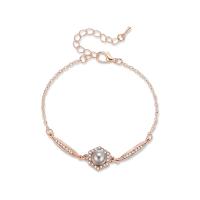 Zinc Alloy Bracelet, with 55mm extender chain, gold color plated, oval chain & for woman & with rhinestone 22mm, Inner Approx 55mm Approx 6.7 Inch 