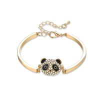Zinc Alloy Bracelet, with 55mm extender chain, Panda, gold color plated, oval chain & for woman & with rhinestone, 20mm, Inner Approx 47mm Approx 4.5 Inch 