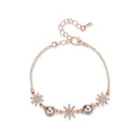 Zinc Alloy Bracelet, with ABS Plastic Pearl, with 55mm extender chain, gold color plated, oval chain & for woman & with rhinestone, 16mm,8mm, Inner Approx 50mm Approx 4.3 Inch 
