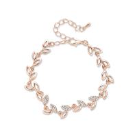 Zinc Alloy Bracelet, with 6cm extender chain, gold color plated, oval chain & for woman & with rhinestone, 10mm, Inner Approx 50mm Approx 5.9 Inch 