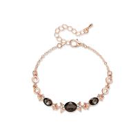 Zinc Alloy Bracelet, with 55mm extender chain, gold color plated, oval chain & for woman & with rhinestone, 17mm, Inner Approx 50mm Approx 5.9 Inch 
