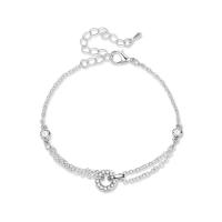 Zinc Alloy Rhinestone Bracelets, with 55mm extender chain, silver color plated, oval chain & for woman & with rhinestone, 10mm,5mm, Inner Approx 50mm Approx 6.3 Inch 