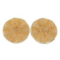 Brass Cabochon, Flat Round, real gold plated 