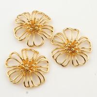 Brass Cabochon, Flower, real gold plated 