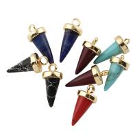 Brass Jewelry Pendants, with Synthetic Turquoise, Conical, real gold plated Approx 1mm 