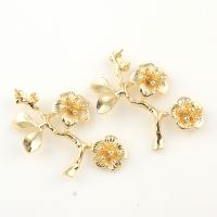 Brass Cabochon Settings, Flower, real gold plated 