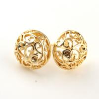 Brass Stud Earring, real gold plated, hollow 