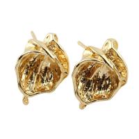 Brass Earring Stud Component, real gold plated Approx 1mm 