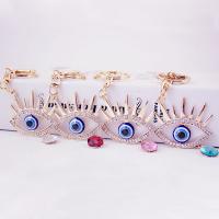 Rhinestone Zinc Alloy Key Chain, with Crystal & Resin, Eye, gold color plated, with rhinestone 