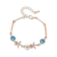 Zinc Alloy Rhinestone Bracelets, with ABS Plastic Pearl, with 55mm extender chain, gold color plated, oval chain & for woman & with rhinestone, 8mm,14mm,10mm, Inner Approx 50mm Approx 6.3 Inch 