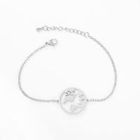 Stainless Steel Chain Bracelets, with 5cm extender chain, Globe, plated, oval chain & for woman Approx 6.5 Inch 