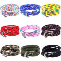 Zinc Alloy Bracelet, with Waxed Nylon Cord & Polyester Cord, Anchor, antique silver color plated, multilayer & Unisex 3mm Approx 16 Inch 