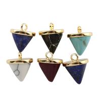 Brass Jewelry Pendants, with Synthetic Turquoise, Conical, real gold plated Approx 1mm 