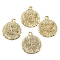 Brass Jewelry Pendants, Flat Round, real gold plated Approx 1mm 