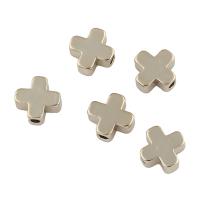 Weinlese Messing Perlen, Kreuz, platiniert, 6x3mm, Bohrung:ca. 1mm, 5PCs/Tasche, verkauft von Tasche