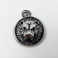 Stainless Steel Animal Pendants, Lion, with rhinestone & blacken Approx 2-4mm 