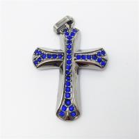 Stainless Steel Cross Pendants, plated, with rhinestone Approx 2-4mm 