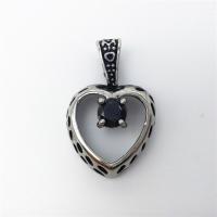 Stainless Steel Heart Pendants, with rhinestone & blacken Approx 2-4mm 