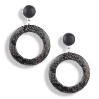 Zinc Alloy Drop Earring, Donut, silver color plated, for woman & snakeskin pattern lead & cadmium free 