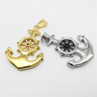 Stainless Steel Ship Wheel & Anchor Pendant, plated, blacken Approx 2-4mm 
