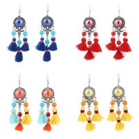 Zinc Alloy Tassel Earring, with Nylon Cord & Resin, antique silver color plated, for woman 