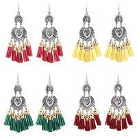 Zinc Alloy Tassel Earring, antique silver color plated, for woman 