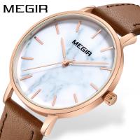 MEGIR® Women Jewelry Watch, Brass, with Leather & Glass, Japanese movement, plated, for woman & with rhinestone 36mm Approx 7.4 Inch 