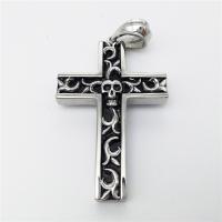Stainless Steel Cross Pendants, Skull Cross, blacken Approx 2-4mm 