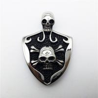 Stainless Steel Pendants, Shield, with skull pattern & blacken Approx 2-4mm 