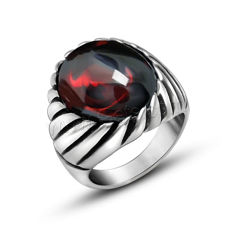 Titanium Steel Finger Ring, with Agate, Unisex & different size for choice & blacken, more colors for choice, Sold By PC