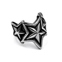 Titanium Steel Finger Ring, Star, Unisex & blacken 