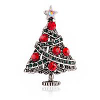 Rhinestone Zinc Alloy Brooch, Christmas Tree, plated, for woman & with rhinestone 