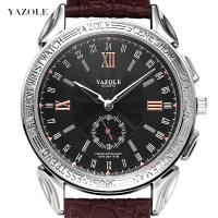 Yazole® Men Jewelry Watch, Stainless Steel, with PU Leather & Glass, Chinese movement, plated, Life water resistant & for man 46mm Approx 10.2 Inch 
