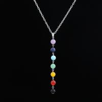 Zinc Alloy Necklace, with Gemstone, with 5cm extender chain, platinum color plated, for woman Approx 17.72 Inch 