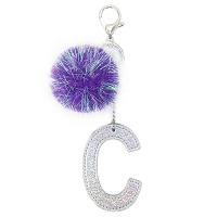 Zinc Alloy Key Chain, with Velour & PU Leather, silver color plated & for woman 