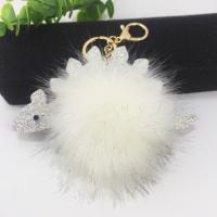 Zinc Alloy Key Chain, with Plush & PU Leather, Dinosaur, gold color plated, for woman 