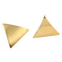 Messing Ohrring Tropfen Komponente, Dreieck, vergoldet, gebürstet, 22x20x5mm, Bohrung:ca. 2.5mm, verkauft von PC
