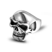 Titanium Steel Finger Ring, Skull, Unisex & blacken 