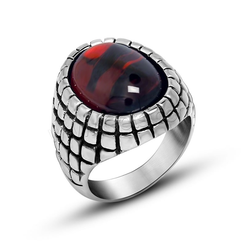 Titanium Steel Finger Ring, with Agate, Unisex & different size for choice & blacken, more colors for choice, Sold By PC