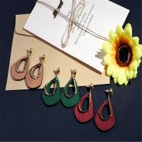 Zinc Alloy Drop Earring, with Wood, gold color plated, for woman lead & cadmium free 