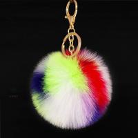 Zinc Alloy Key Chain, with Plush, gold color plated, for woman 