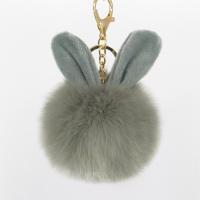 Zinc Alloy Key Chain, with Plush, Rabbit, gold color plated, for woman 
