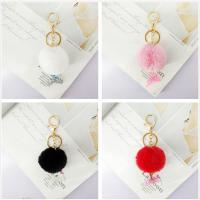 Fur Plush Key Chain, Zinc Alloy, with Faux Rabbit Hair & Acrylic, Mermaid tail, gold color plated, for woman 