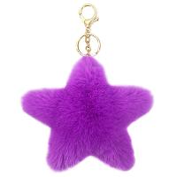 Fur Plush Key Chain, Zinc Alloy, with Faux Rabbit Hair, Star, gold color plated, for woman 