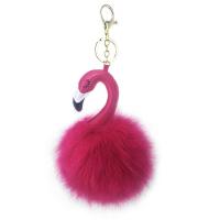 Fur Plush Key Chain, Zinc Alloy, with Plush & PU Leather, Bird, gold color plated, for woman 