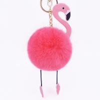 Fur Plush Key Chain, Zinc Alloy, with PU Leather & Faux Rabbit Hair, Bird, gold color plated, for woman 