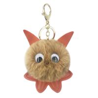 Fur Plush Key Chain, Zinc Alloy, with PU Leather & Faux Rabbit Hair, gold color plated, for woman 