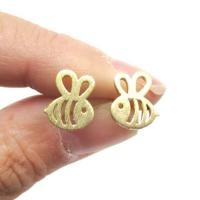 Zinc Alloy Stud Earring, stainless steel post pin, Bee, plated, for woman 